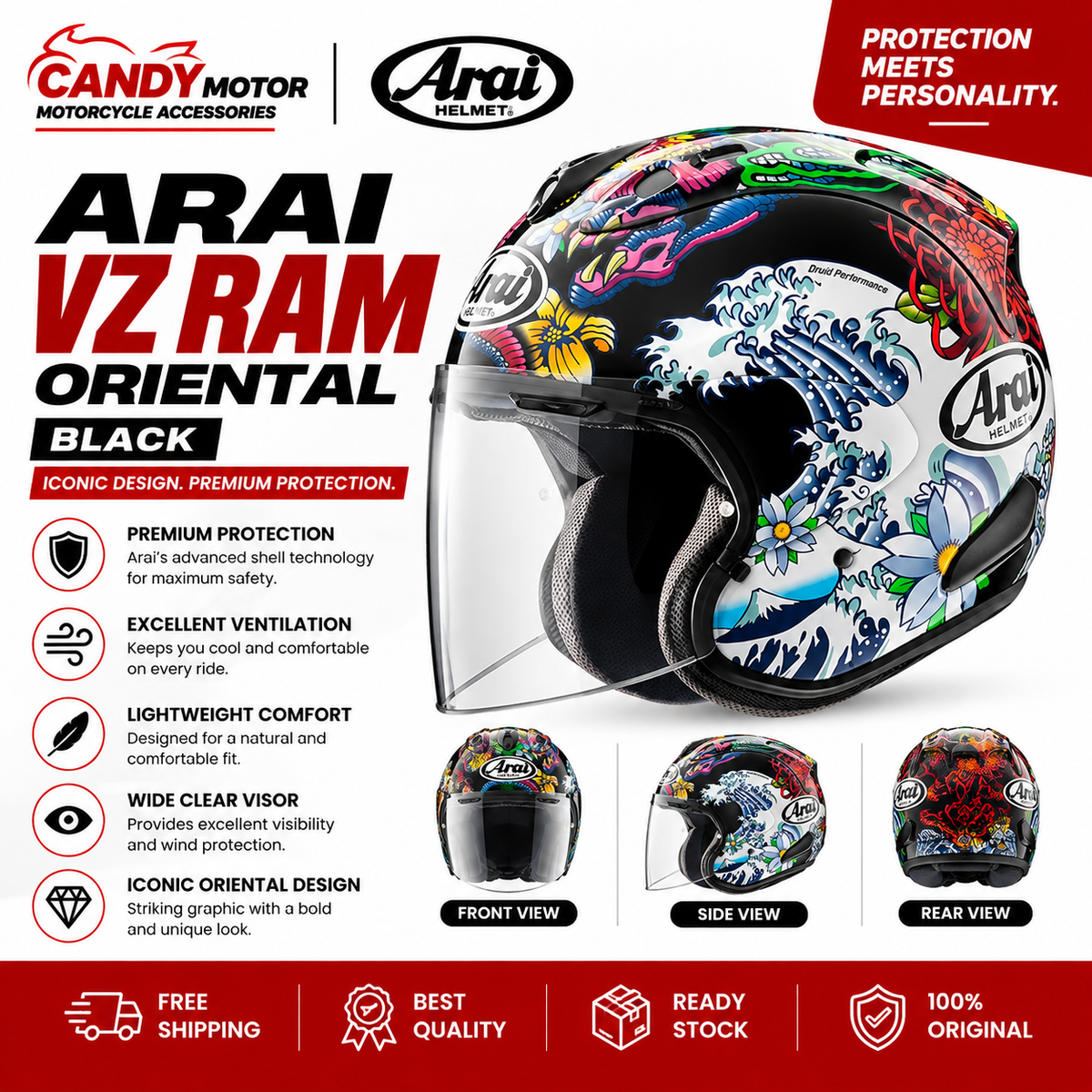 ARAI VZ RAM Oriental - BLACK Helmet