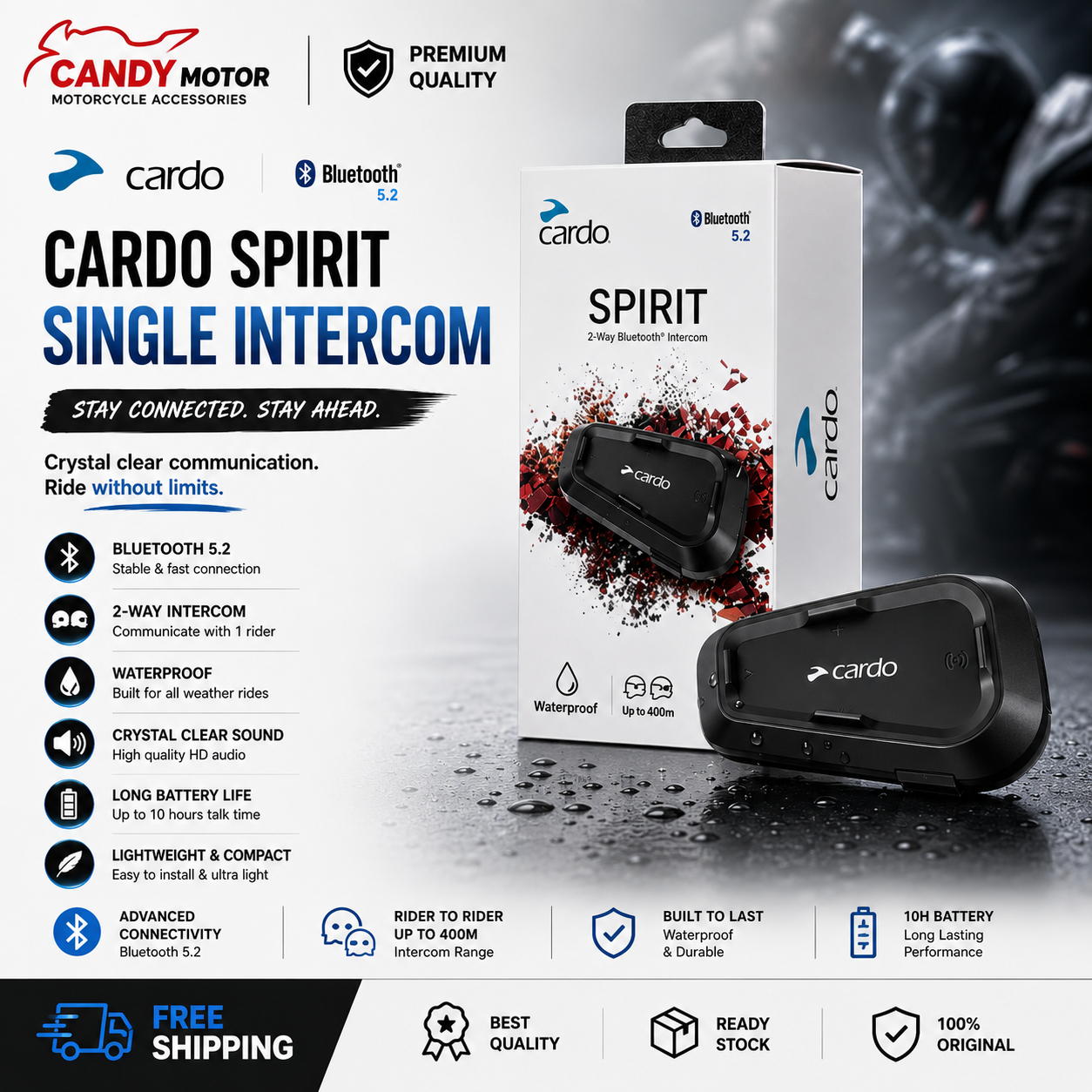 Cardo Spirit Single Intercome – CandyMotor Cardo Spirit Single Intercome – CandyMotor