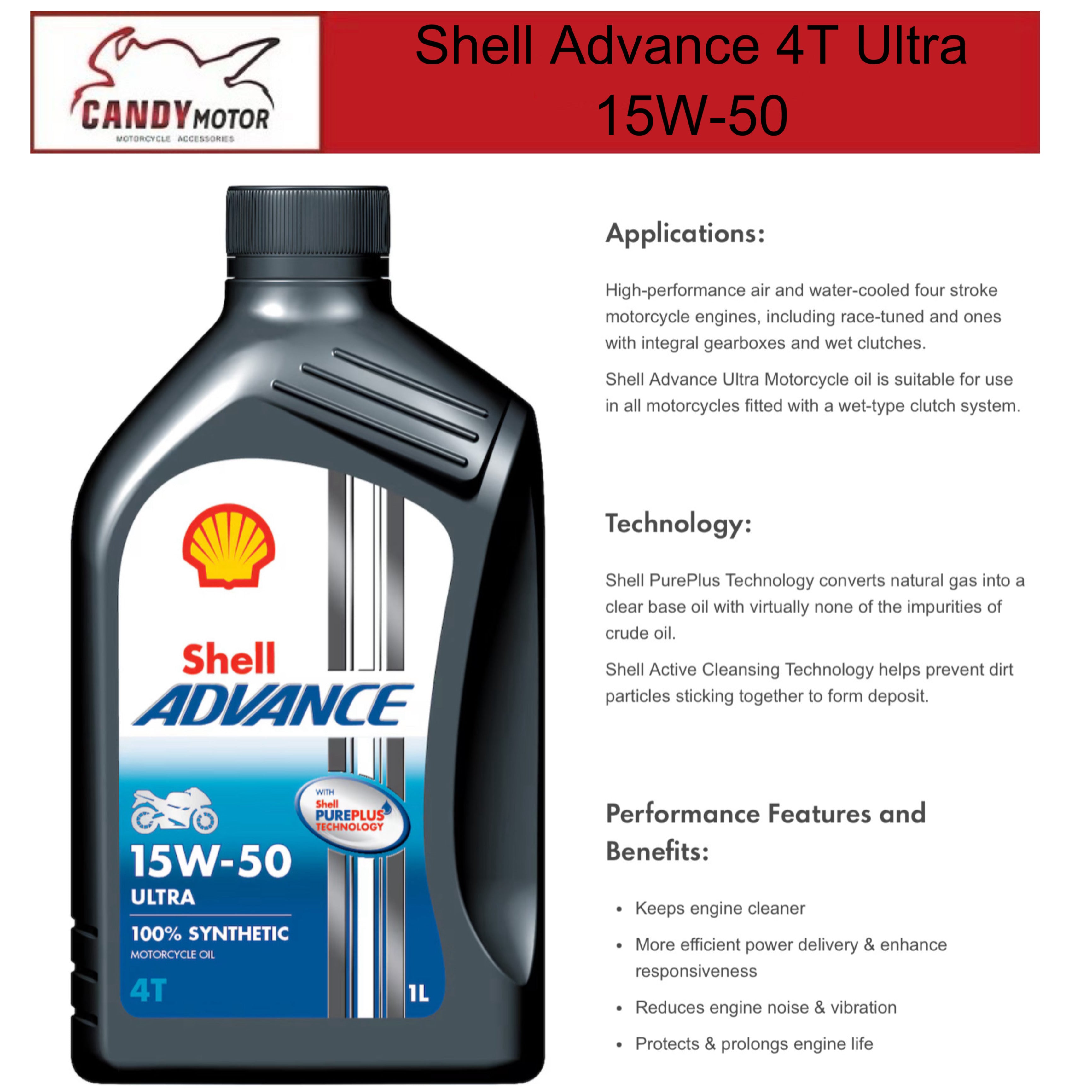 Shell Advance 4T Ultra 15W-50 – CandyMotor