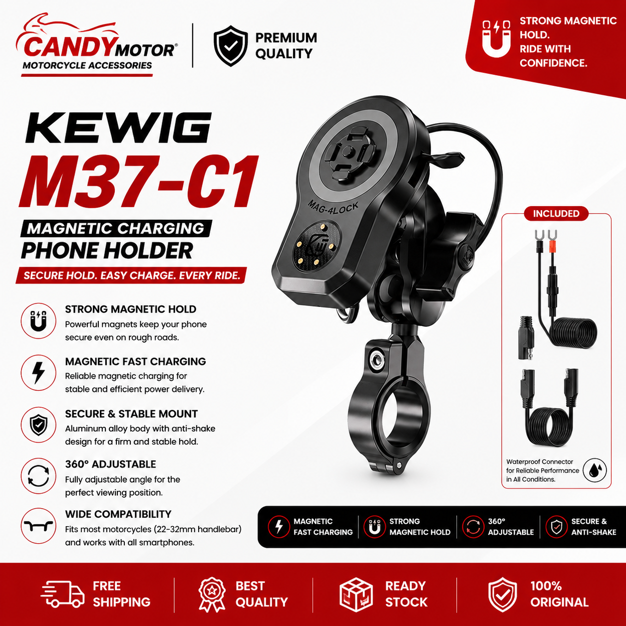 KEWIG M37-C1 Magnetic Charging Phone Holder