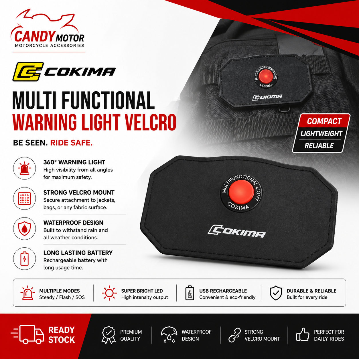 COKIMA Multi-functional Warning Lights Velcro