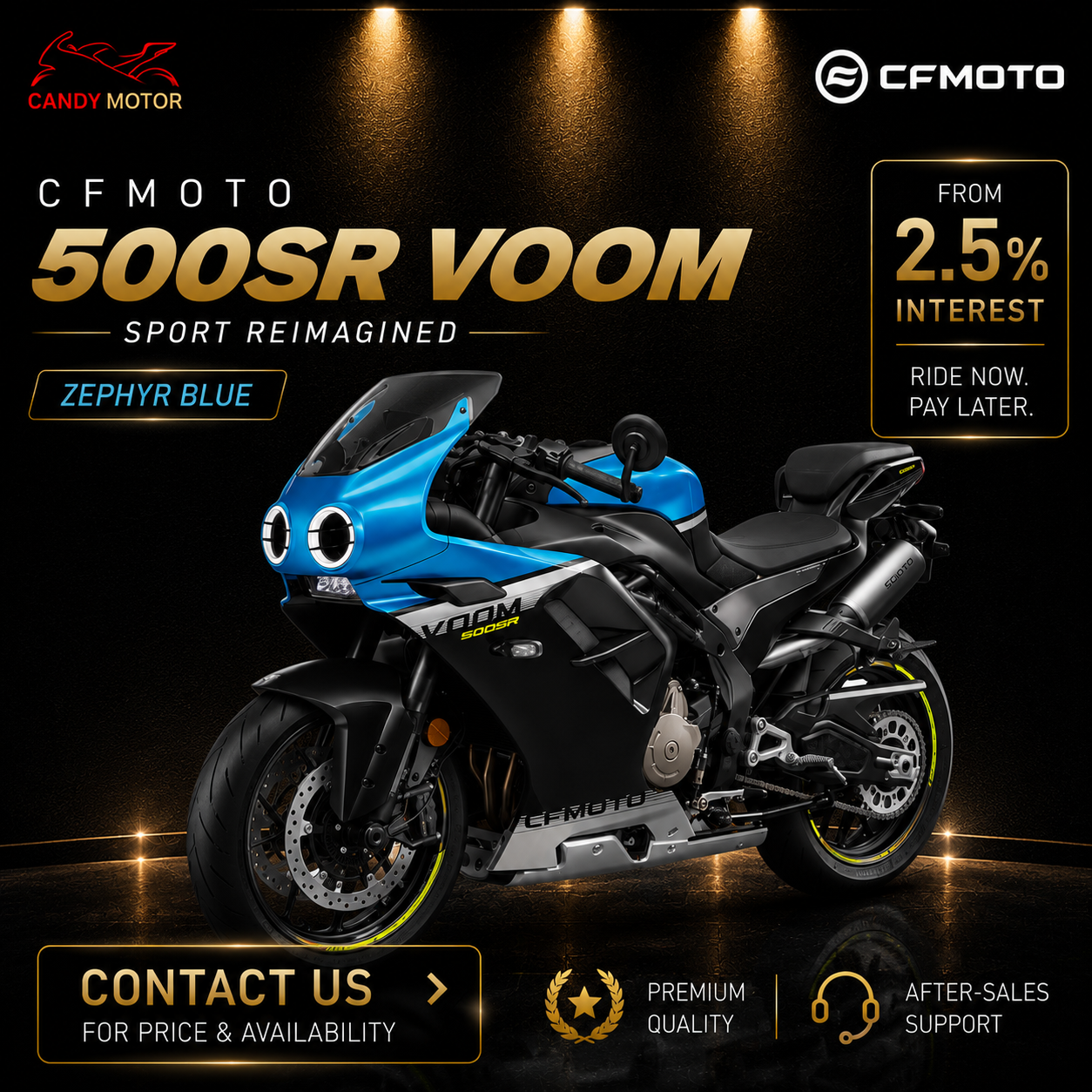 CFMOTO 500SR VOOM Zephyr Blue Motorbike