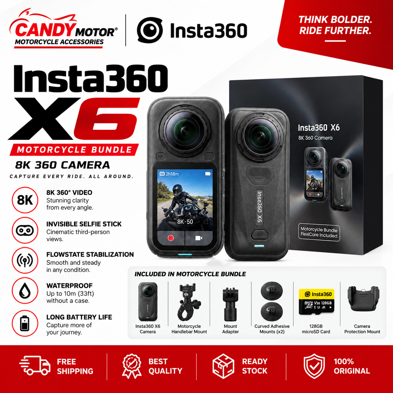 Insta360 X6 Motorcyle Bundle