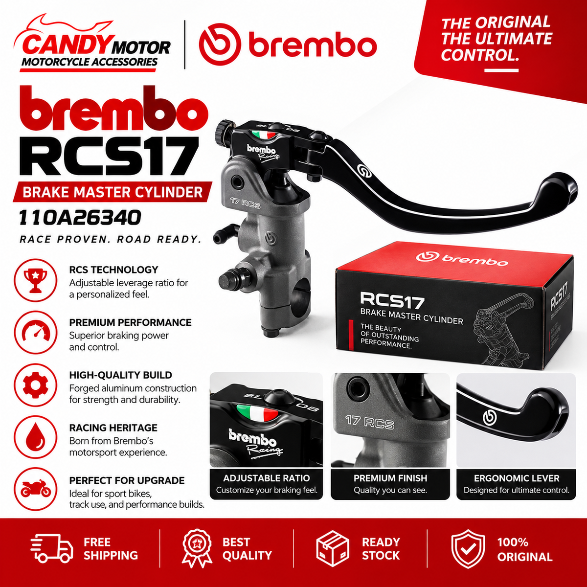 Brembo RCS17 Brake Master Cylinder 110A26340