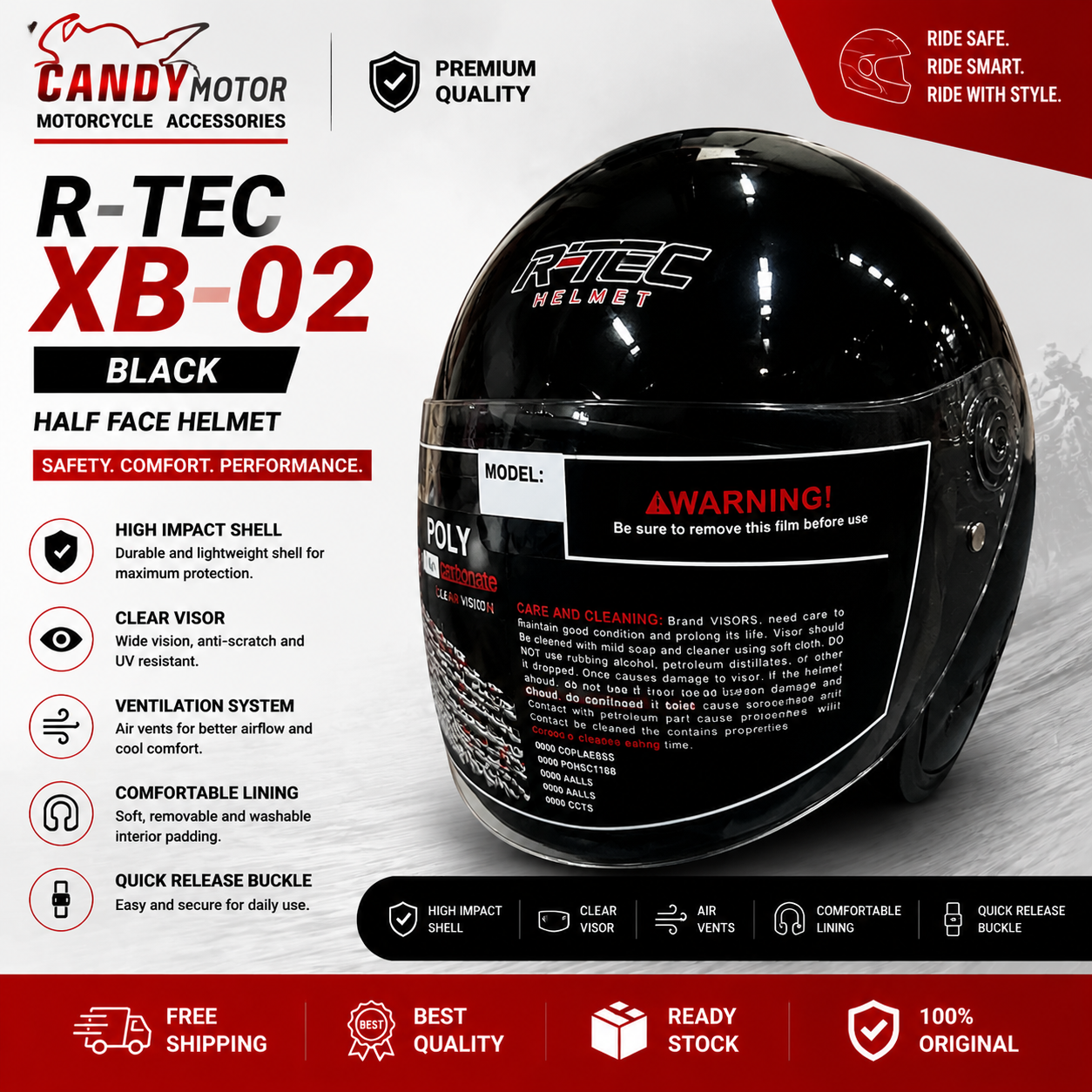 R-TEC XB-02 Helmet Black