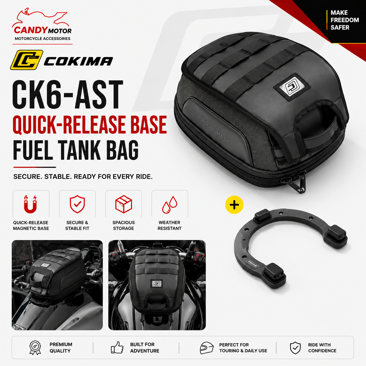 COKIMA CK6-AST Quick-Release Base Fuel Tank Bag