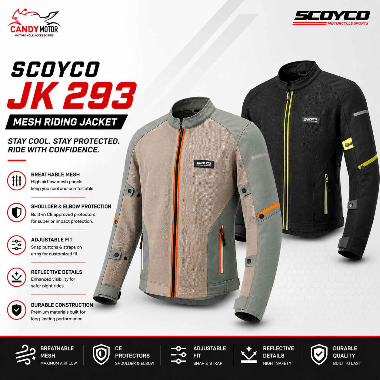 SCOYCO Motorcycle Riding Jacket - JK293