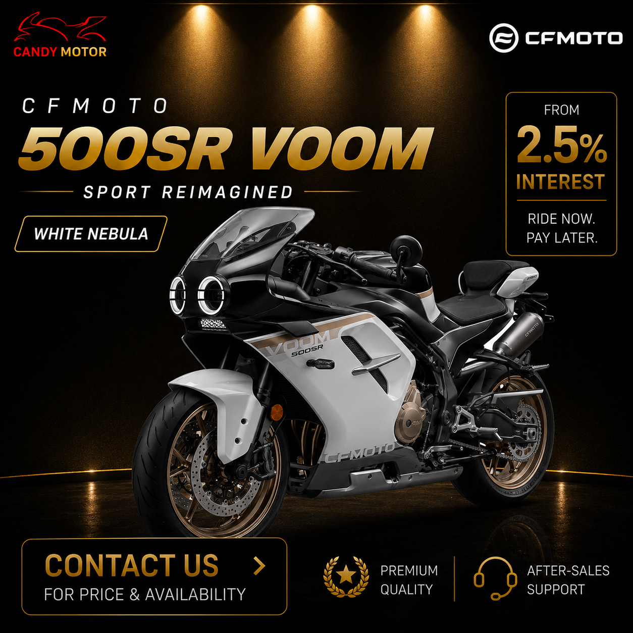 CFMOTO 500SR VOOM Nebula White Motorbike