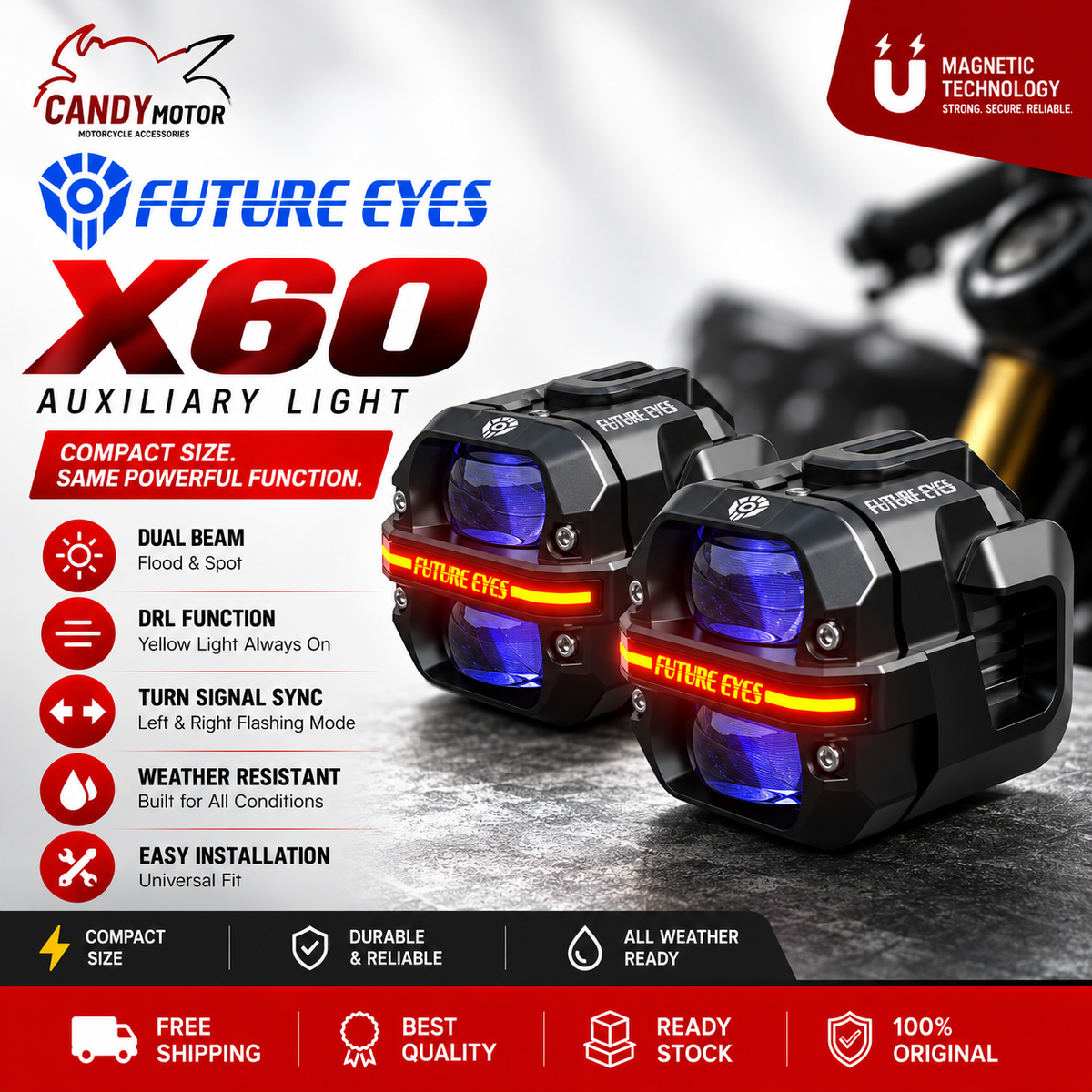 Future Eyes X60 Motorcycle Auxiliary Light
