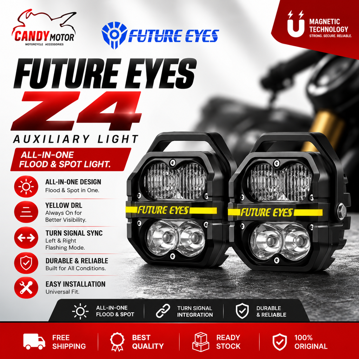 Future Eyes Z4 Motorcycle Auxiliary Light
