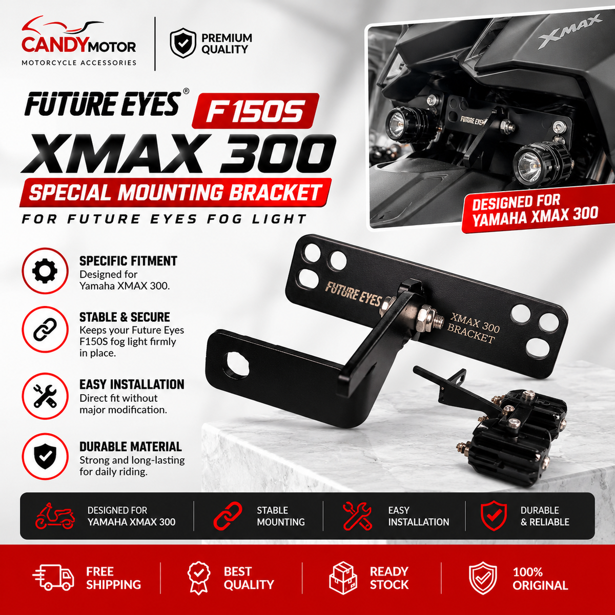 FUTURE EYES F150S Special Mounting Bracket for XMAX300