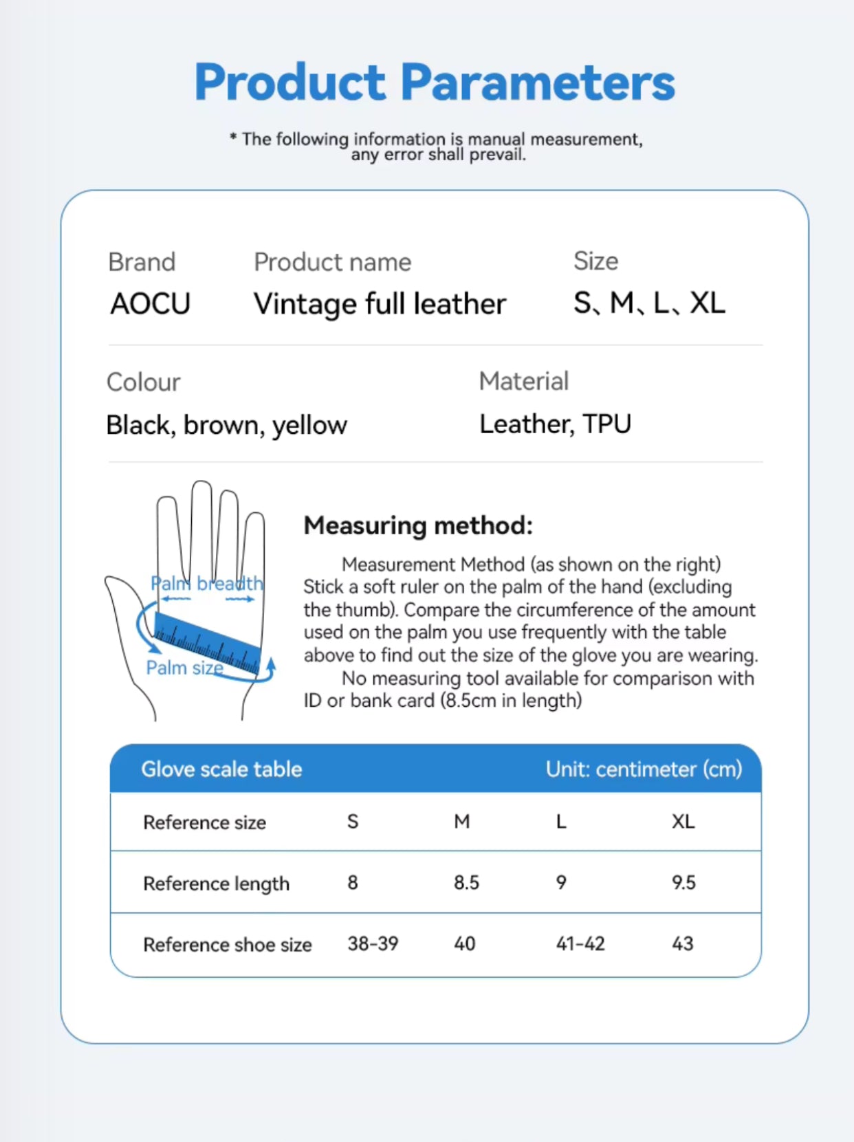 AOCU A6 Vintage Full Leather Gloves