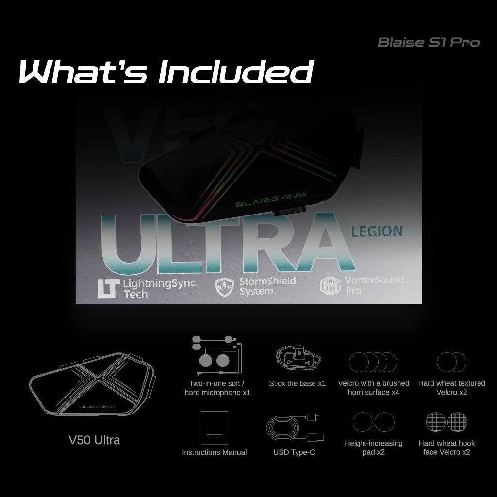 BLAISE V50 Ultra Motorcycle Helmet Intercom Bluetooth