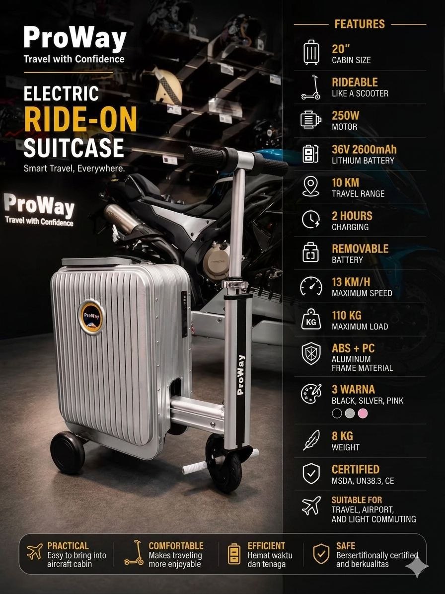 ProWay Electric Ride-on Suitcase Electric Scooter Suitcase