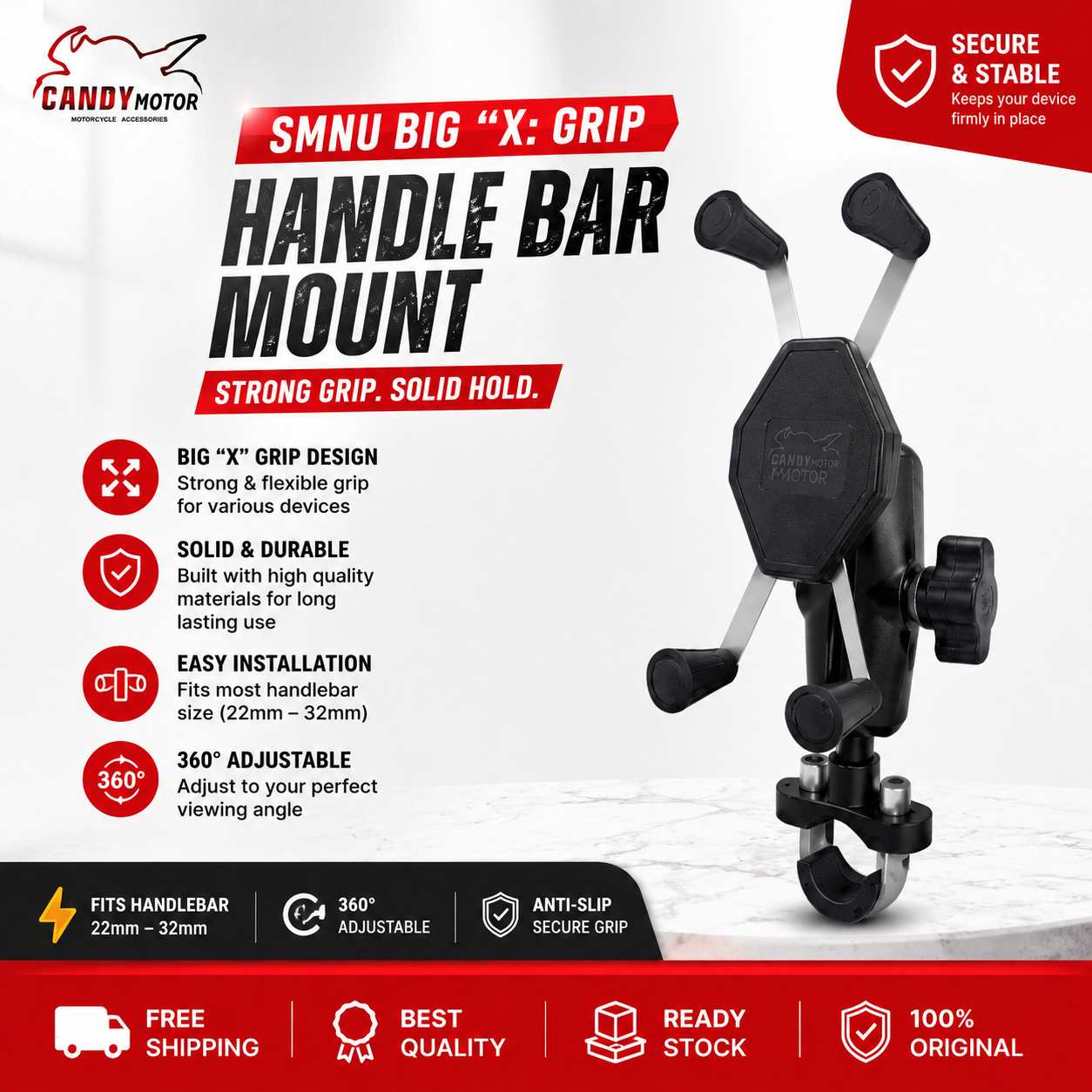 SMNU Big "X: Grip (Handle Bar Mount) Candymotor