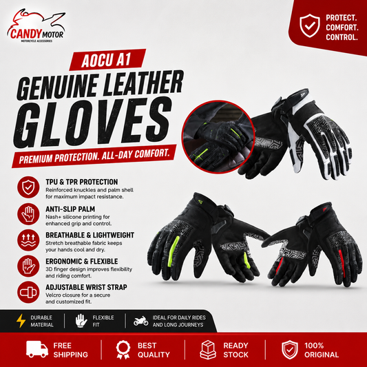 AOCU A1 Genuine Leather Riding Gloves