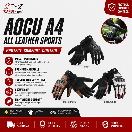 AOCU A4 All Leather Sports Riding Gloves