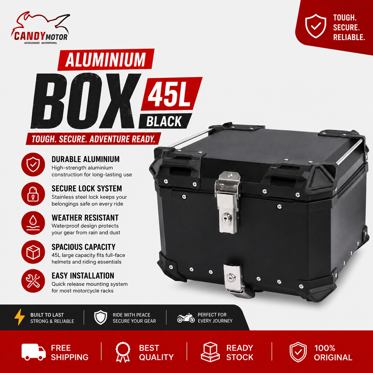 Aluminium Box 45L Black
