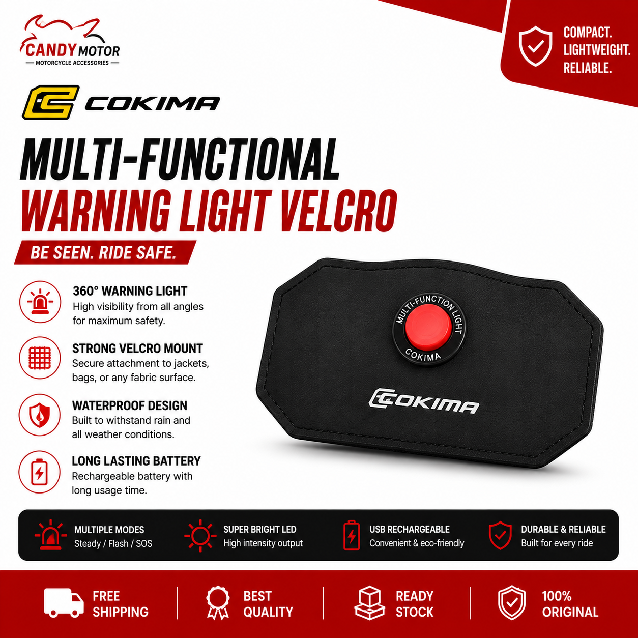 COKIMA Multi-functional Warning Lights Velcro