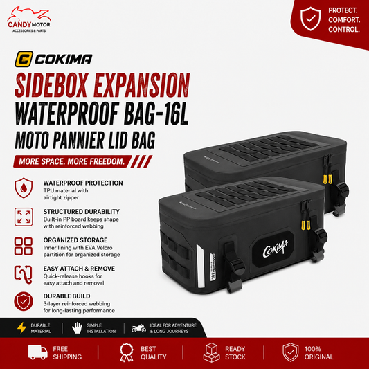 COKIMA Sidebox Expansion Waterproof Bag-16L Moto Pannier Lid Bags