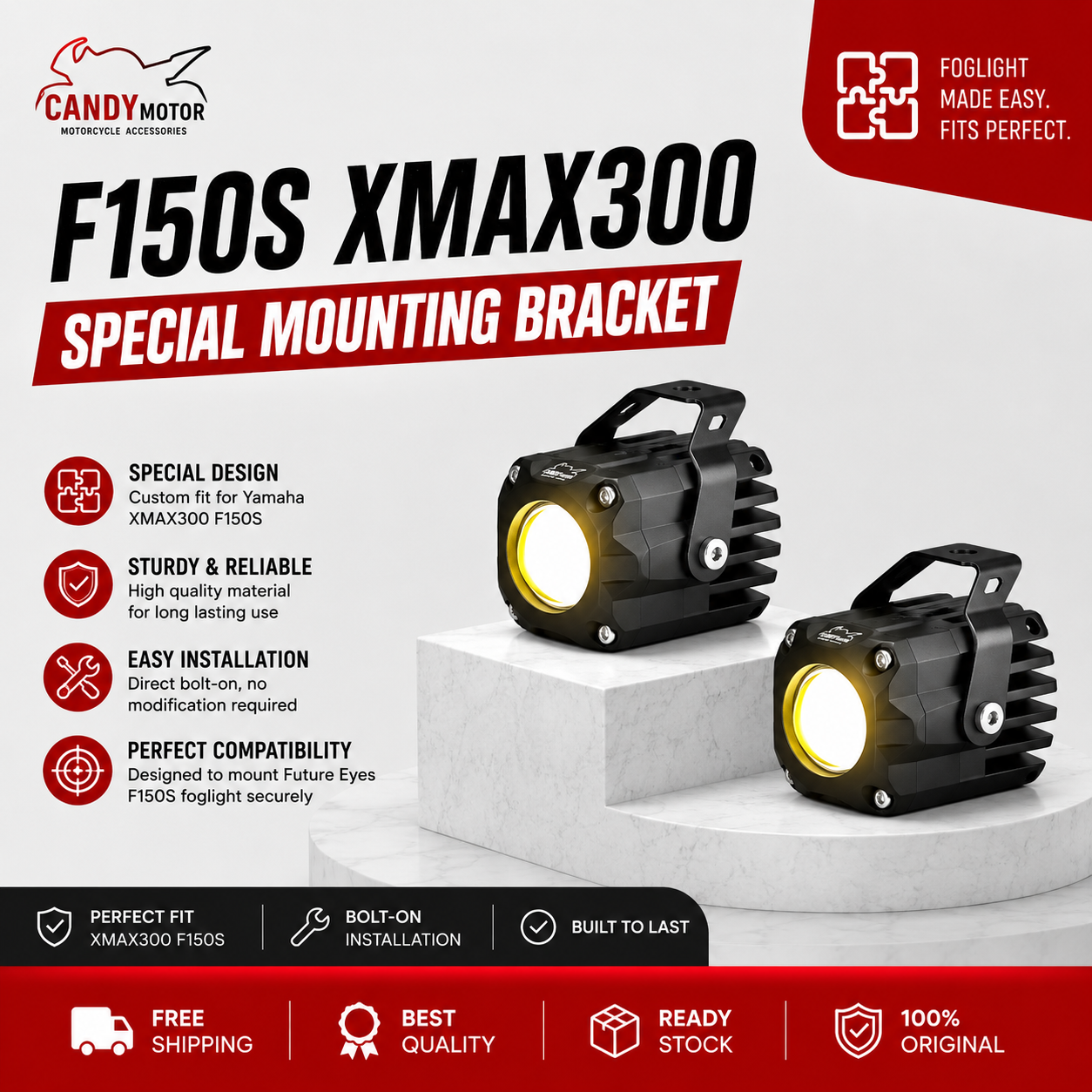 F150S XMAX300 Special mounting bracket Future Eye Fog Light
