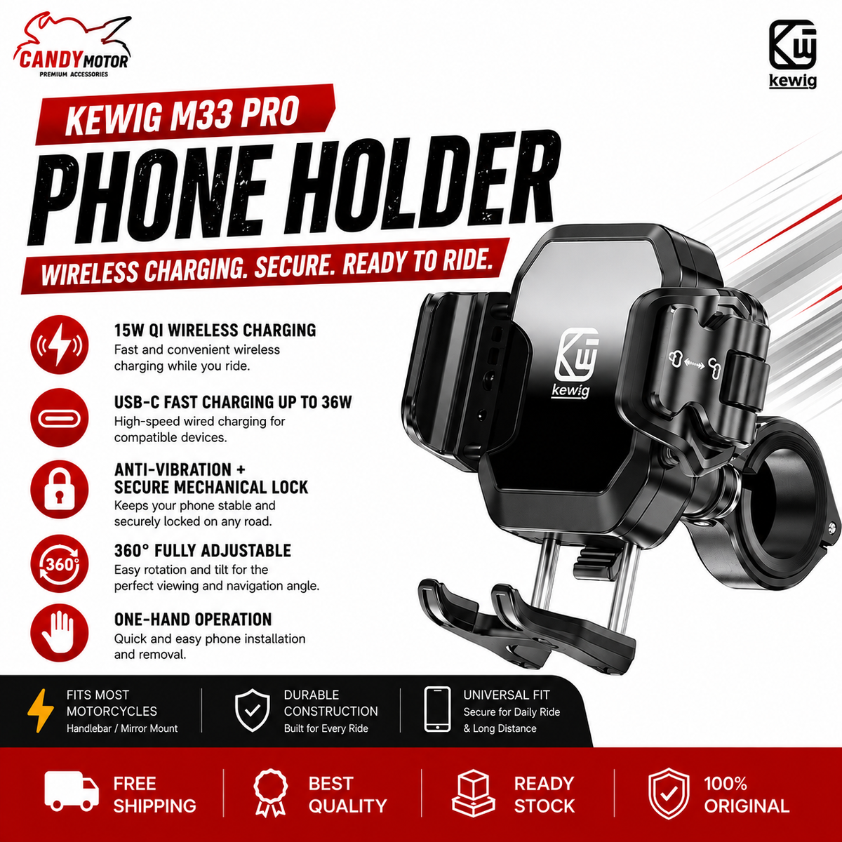 Kewig M33 Pro Wireless Charging Phone Holder