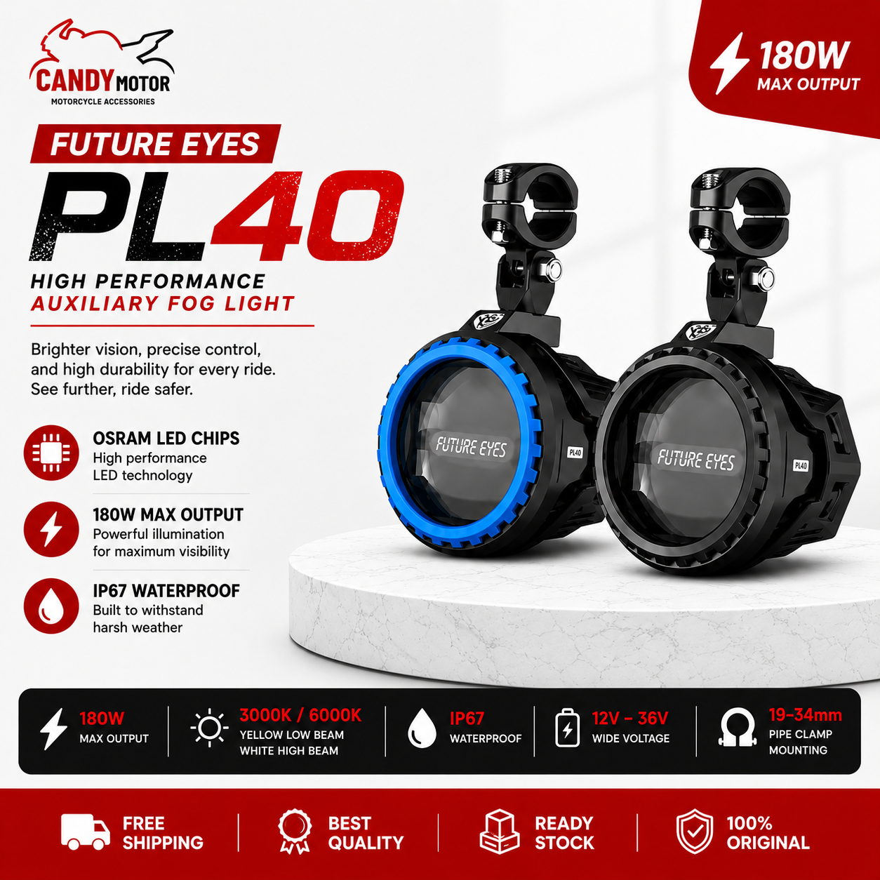 PL40-black/blue Future Eyes Fog Light