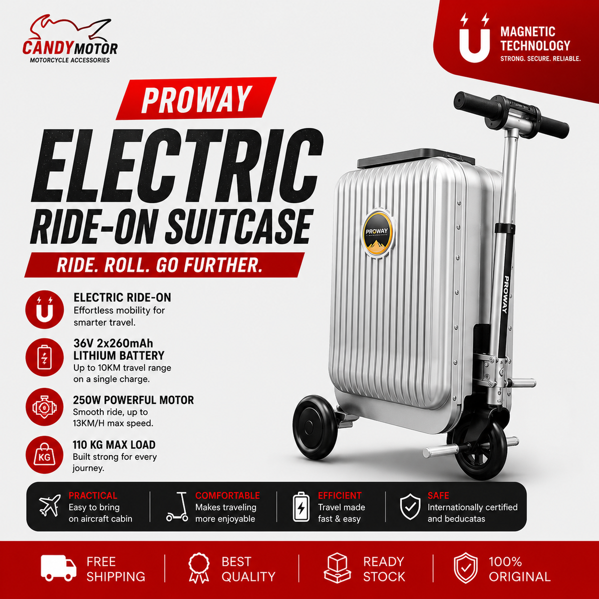 ProWay Electric Ride-on Suitcase Electric Scooter Suitcase