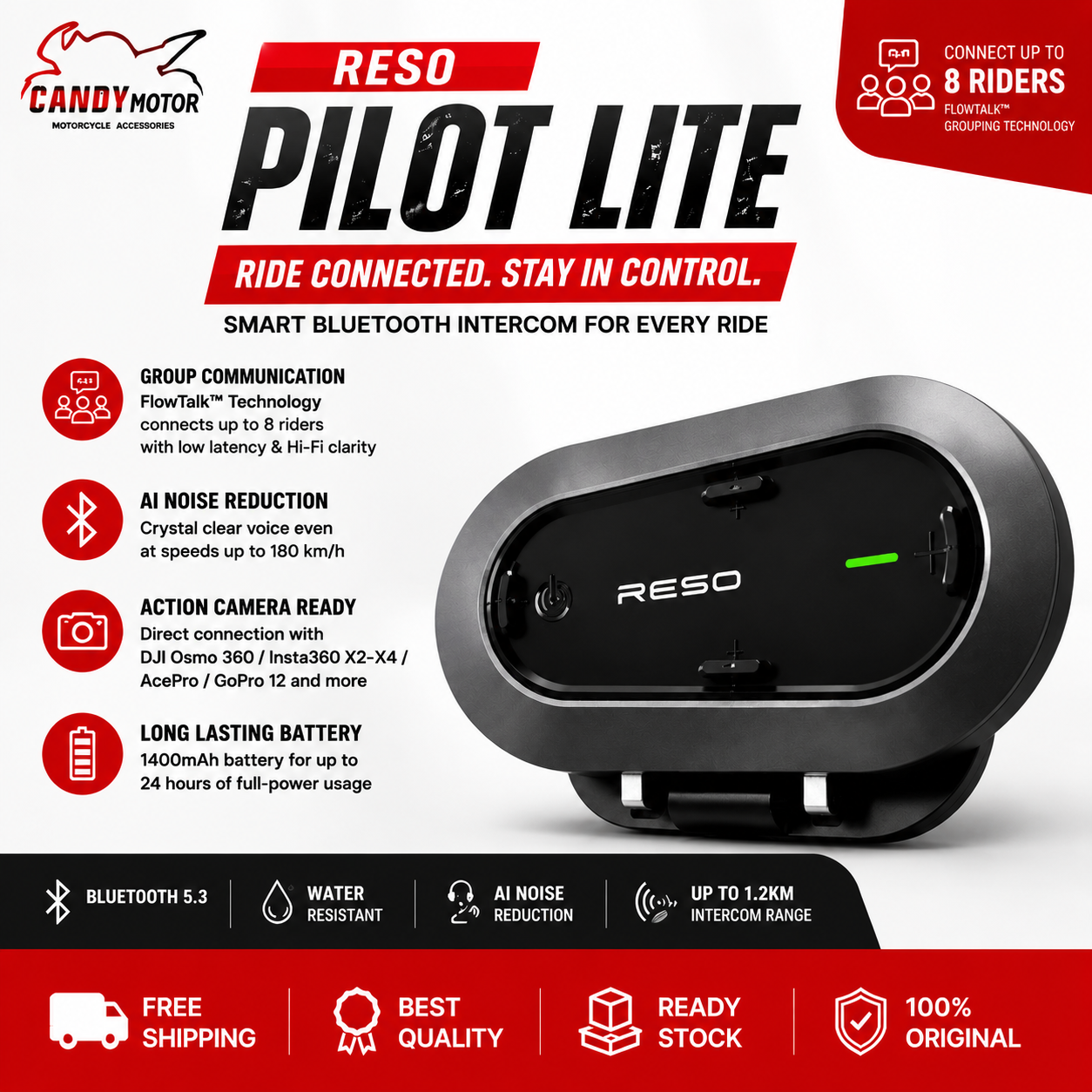 RESO Pilot Lite Intercom Motor Bluetooth