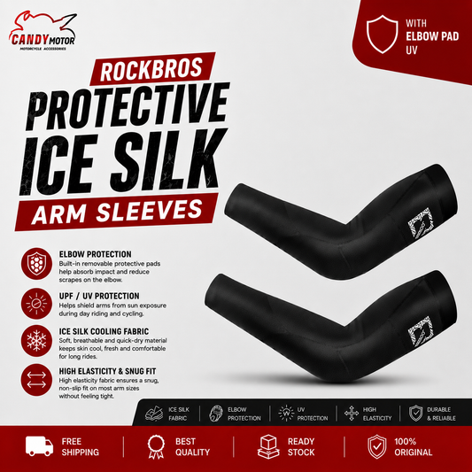 ROCKBROS Protective Ice Silk Arm Sleeves With Elbow Pad UV Protection Cuff