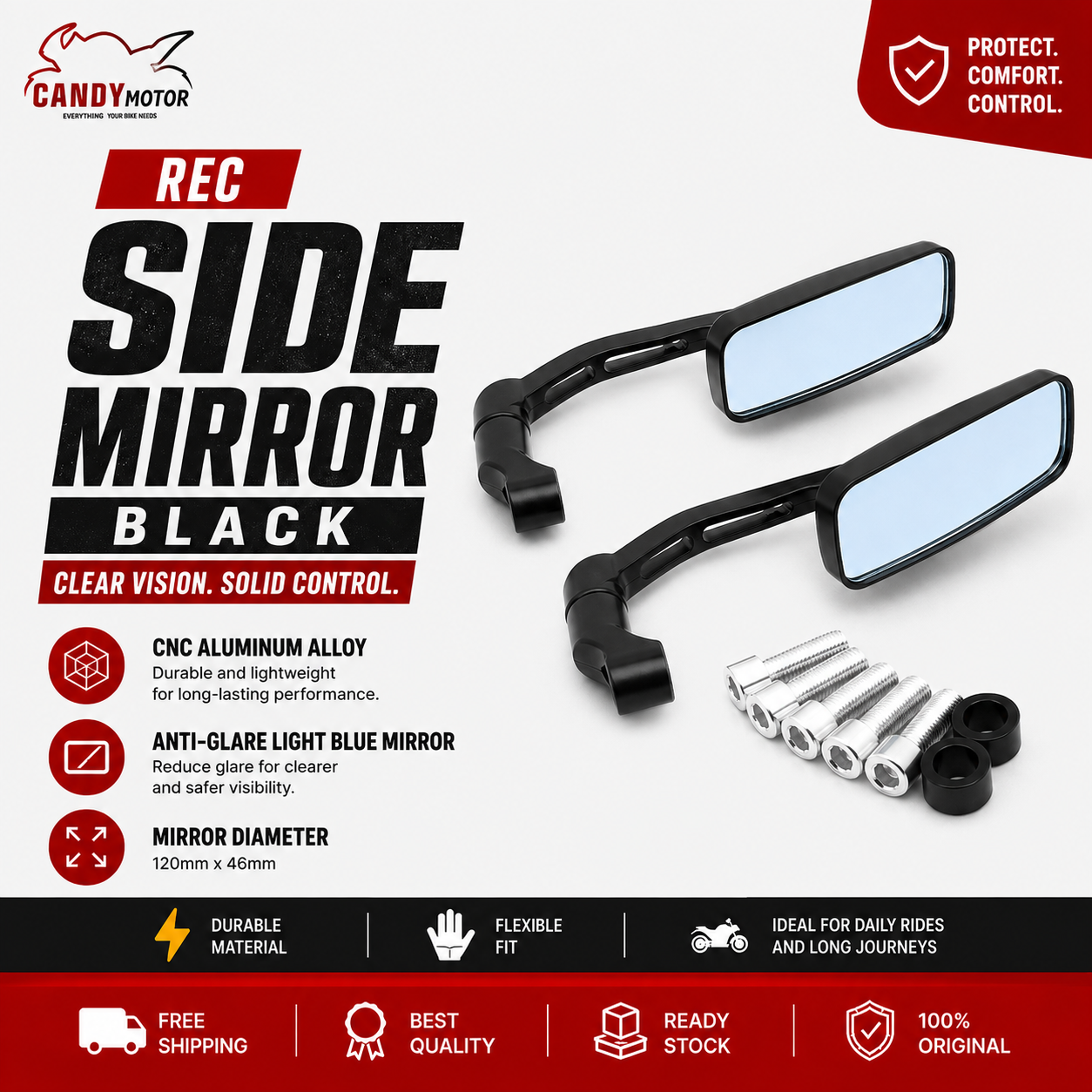 Rec Side Mirror Black