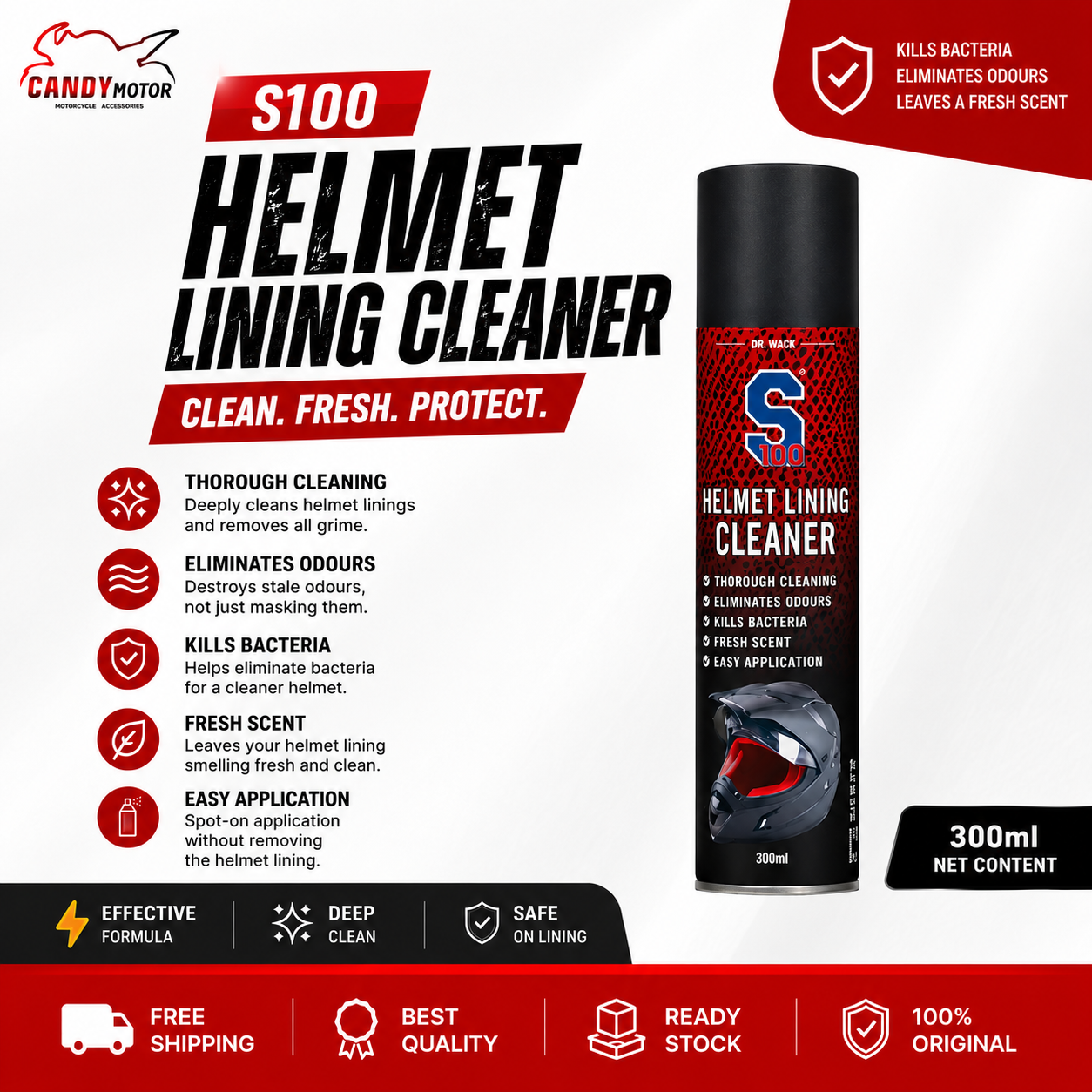 S100 Helmet Lining Cleaner (300ml) 