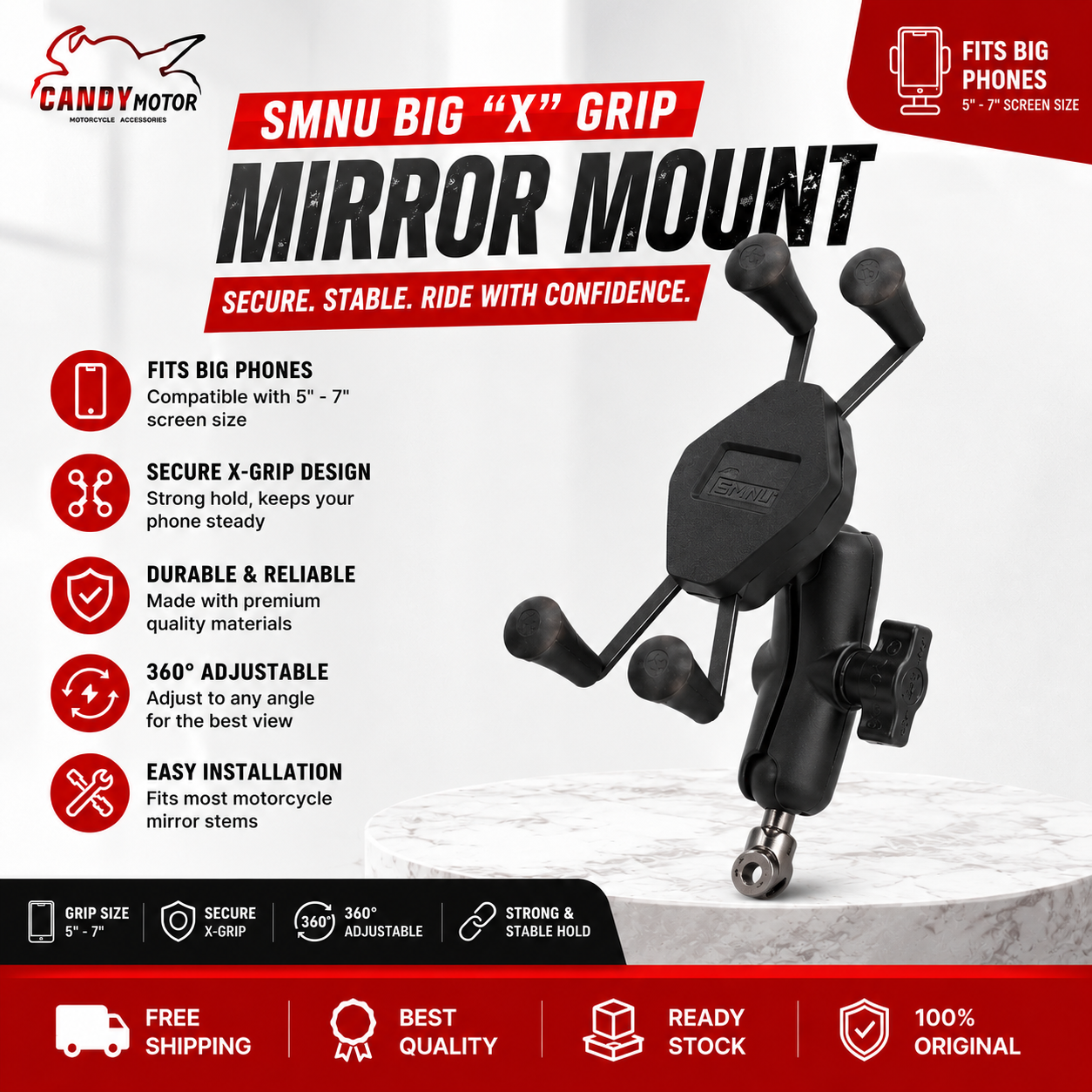 SMNU Big "X" Grip (Mirror Mount)