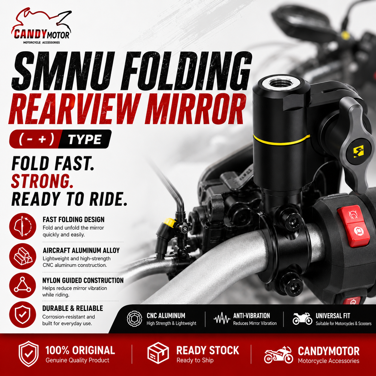 SMNU Folding Rearview Mirror ( - + )