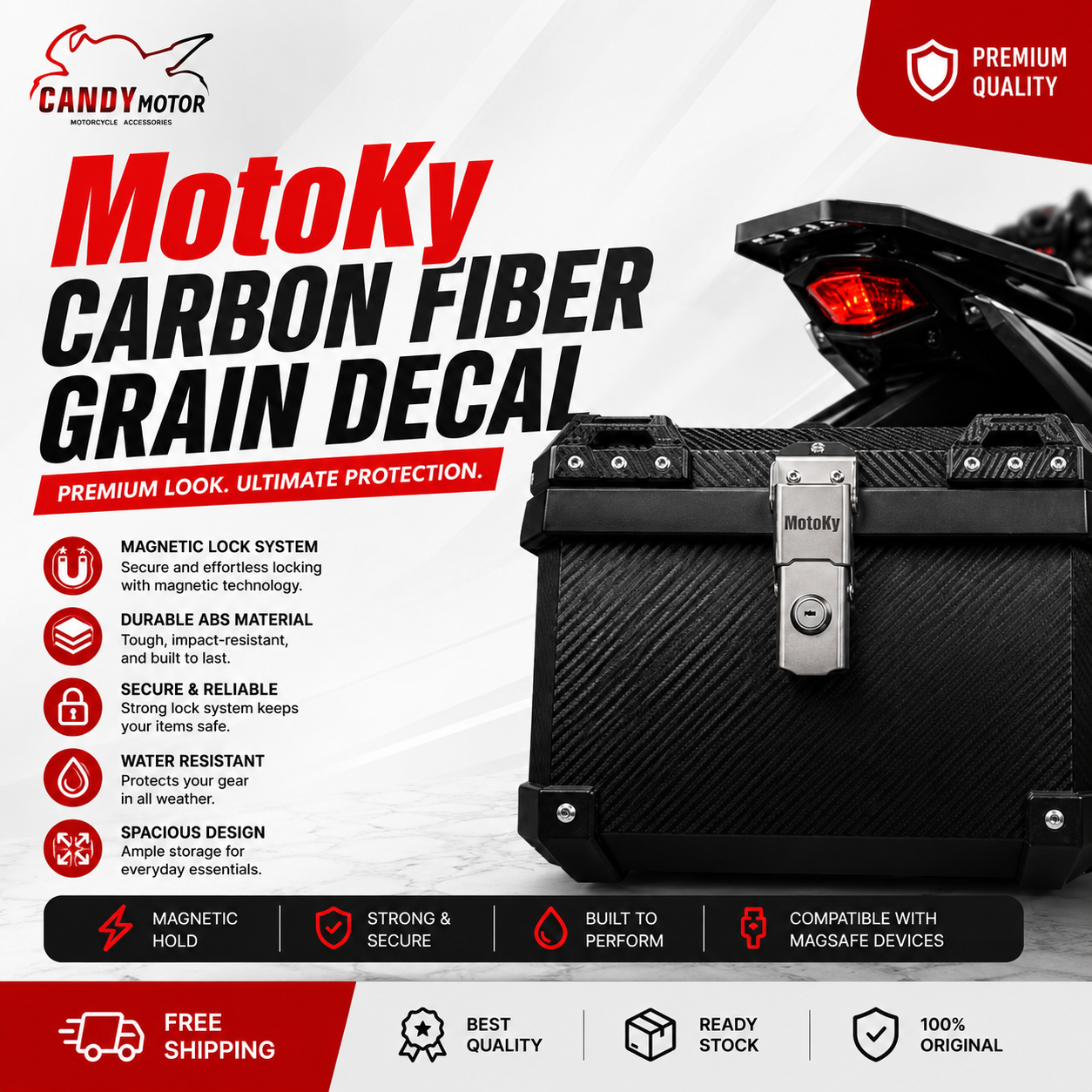 MotoKy Carbon Fiber Grain Decal Design (Black)