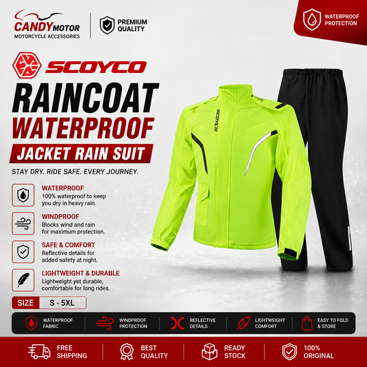 Scoyco Raincoat Waterproof Jacket Rain Suit Original